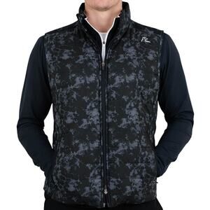 Rhoback The Dilworth Performance Vest Zip Up Fog Print Black Gray Small NWT